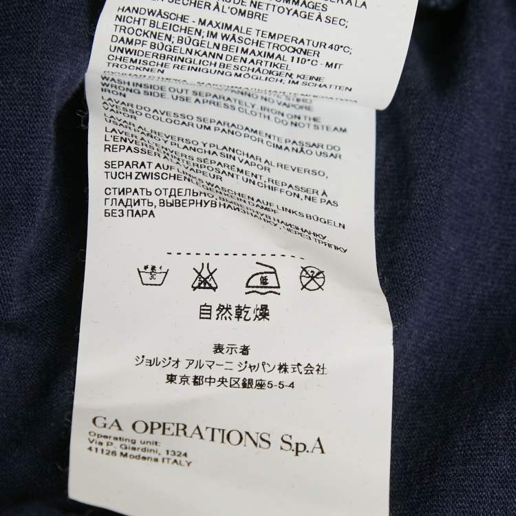 مملوكة مسبقًا Emporio Armani Jeans Blue Jersey Ruffled V-Neck T-Shirt L