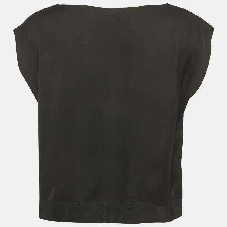 Pre Owned Emporio Armani Black Silk Cropped Top S