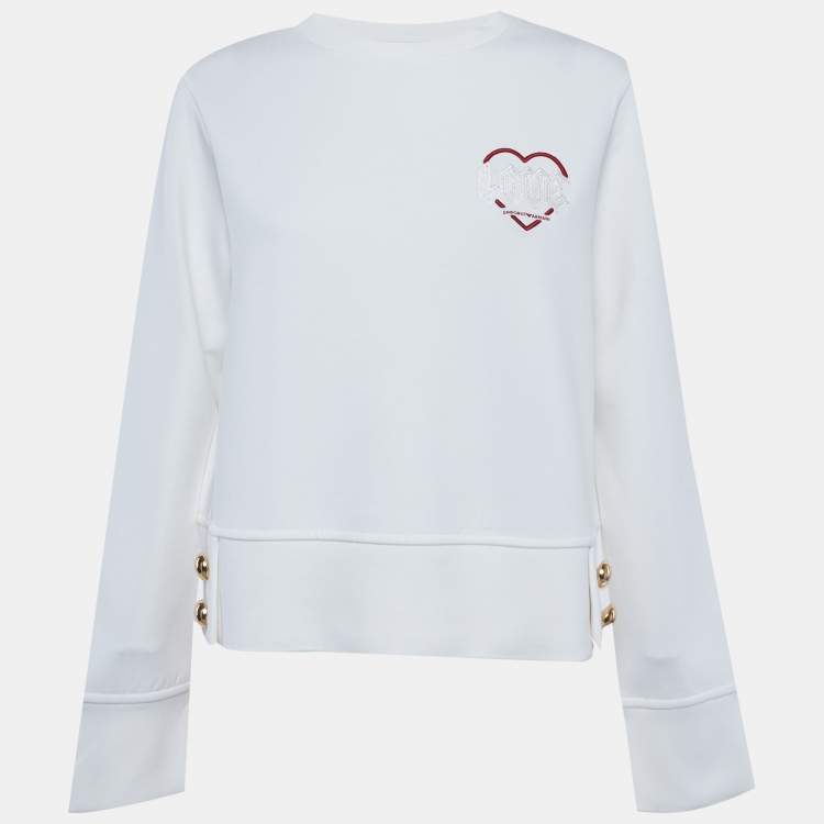 مملوكة مسبقًا Emporio Armani White Embroidered Neoprene Sweatshirt M