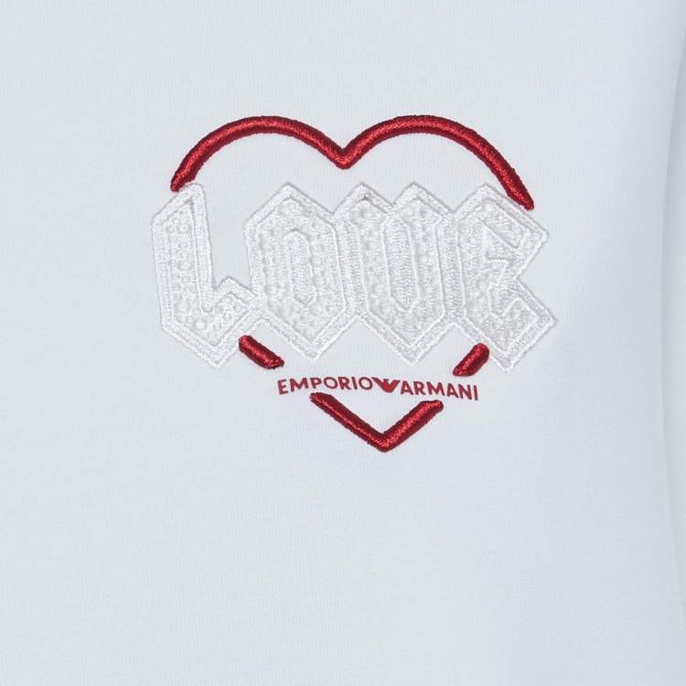 مملوكة مسبقًا Emporio Armani White Embroidered Neoprene Sweatshirt M