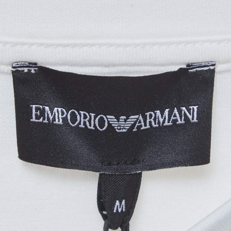 مملوكة مسبقًا Emporio Armani White Embroidered Neoprene Sweatshirt M