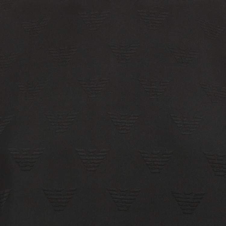 Pre Owned Emporio Armani Black Logo Jacquard Jersey Turtle Neck Top L