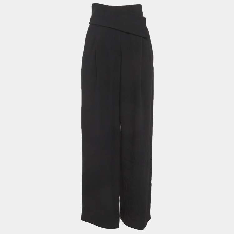 Pre Owned Emporio Armani Black Crepe Trousers S