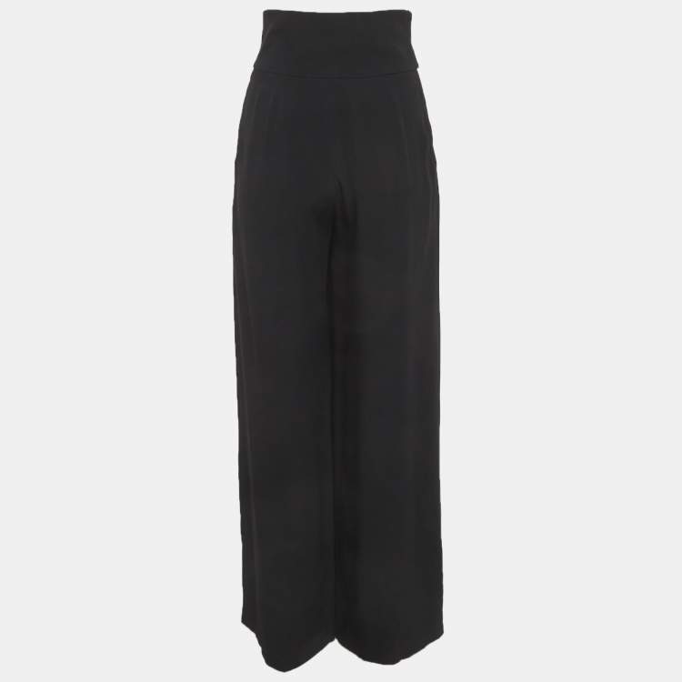 Pre Owned Emporio Armani Black Crepe Trousers S