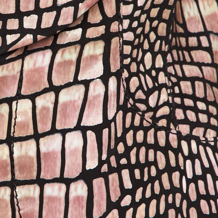 Pre Owned Emporio Armani Pink Snake Embossed Leather Jacket M