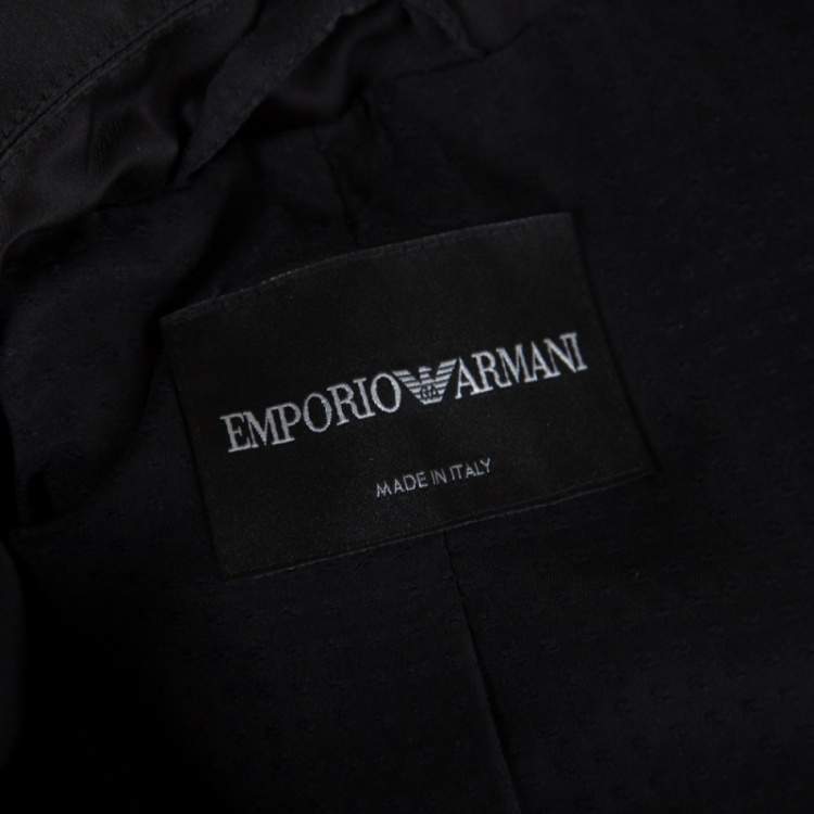 Pre Owned Emporio Armani Black Satin Short Sleeve Cropped Jacket S