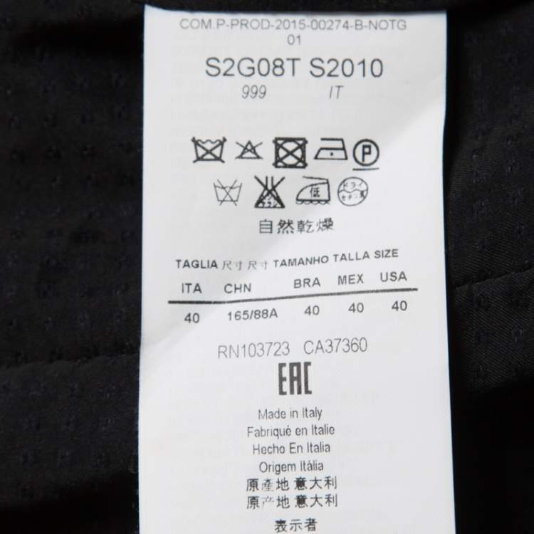 Pre Owned Emporio Armani Black Satin Short Sleeve Cropped Jacket S