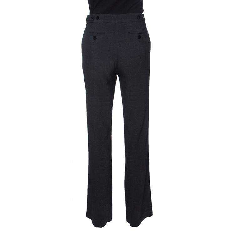 Pre Owned Emporio Armani Monochrome Dotted Wool Tailored Pants M