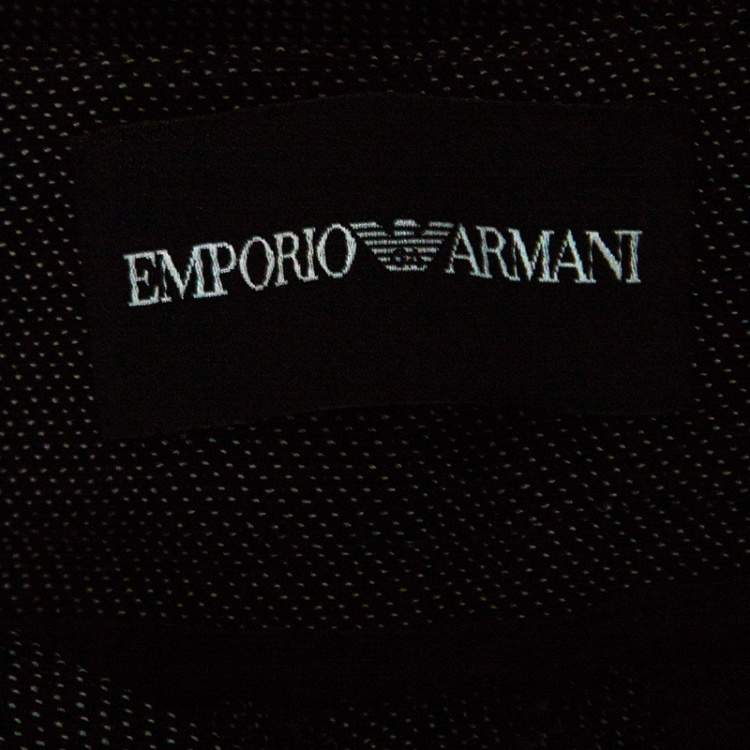 Pre Owned Emporio Armani Monochrome Dotted Wool Tailored Pants M