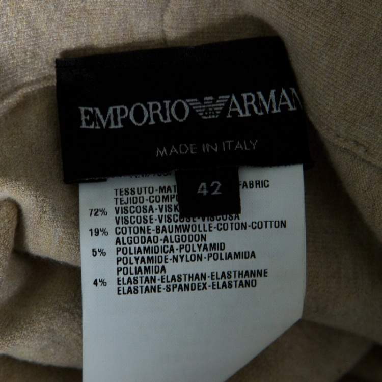 Pre Owned Emporio Armani Green Puckered Mesh Applique Detail Tube Dress M