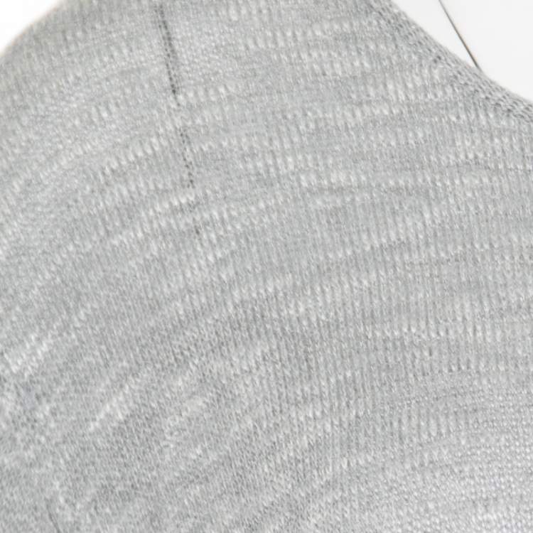Pre Owned Emporio Armani Grey and White Knit Crew Neck Sweater XL