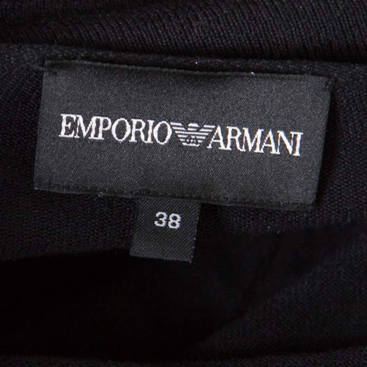 Pre Owned Emporio Armani Black Embellished Sleeve Cardigan S