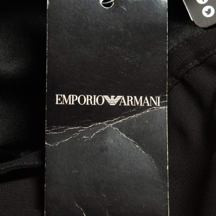 Pre Owned Emporio Armani Elite Black Embellished Cross Back Maxi Dress M