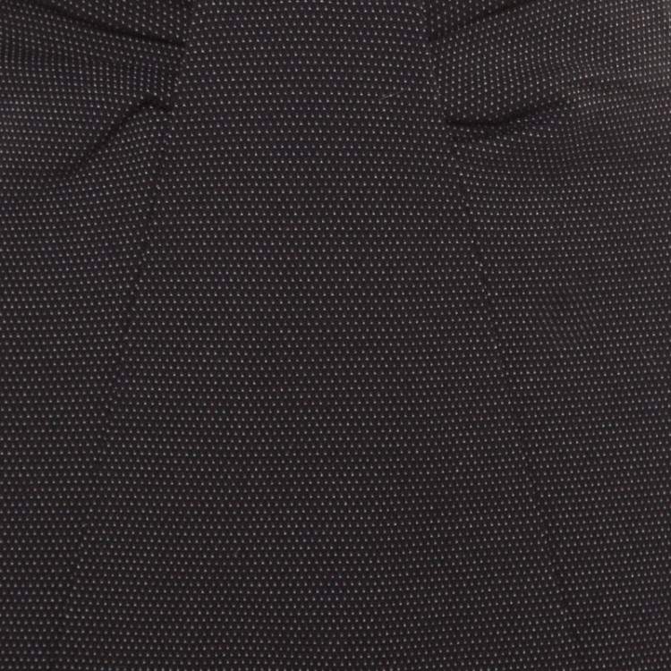 Pre Owned Emporio Armani Black Dotted Jacquard Paneled Pencil Skirt M