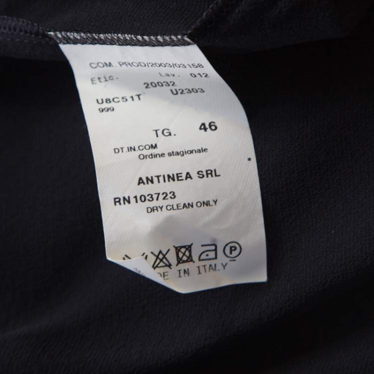 Pre Owned Emporio Armani Black Sheer Silk Embellished Satin Trim Blouse L