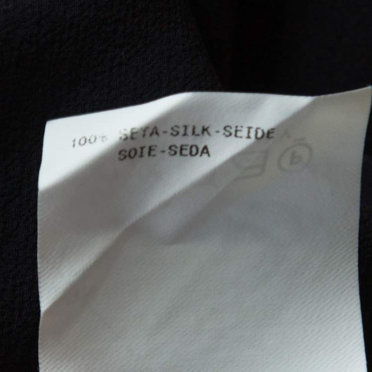 Pre Owned Emporio Armani Black Sheer Silk Embellished Satin Trim Blouse L