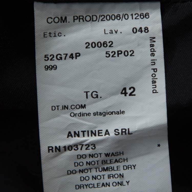 Pre Owned Emporio Armani Black Leather Velvet Bow Detail Biker Jacket M
