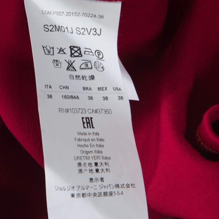 Pre Owned Emporio Armani Red Twist Front Detail Short Sleeve Top S