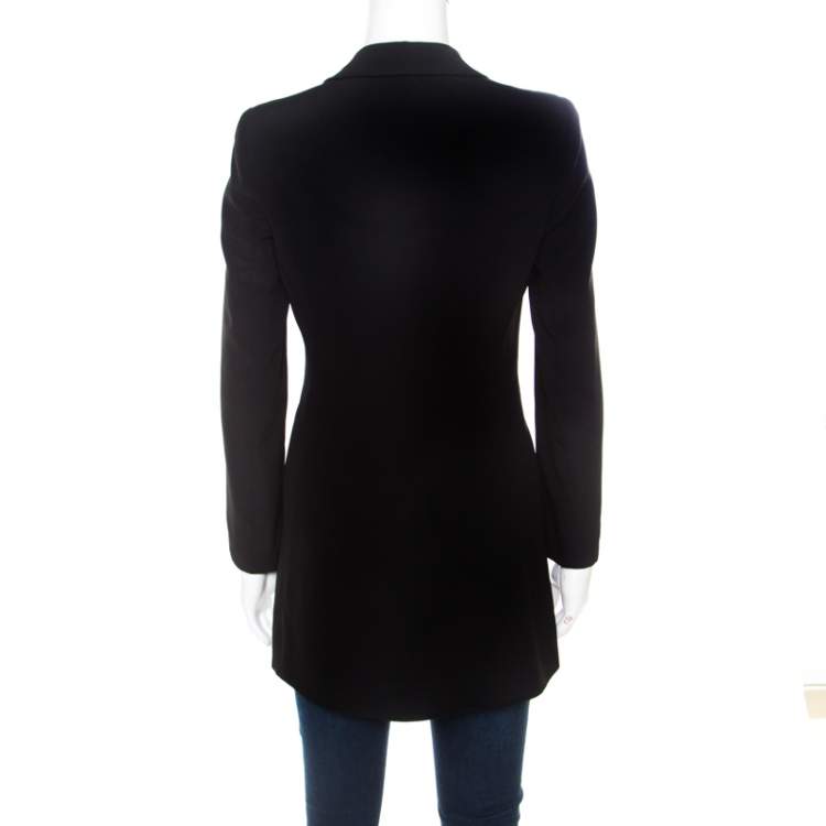 Pre Owned Emporio Armani Black Double Breasted Asymmetric Blazer S