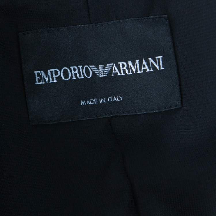 Pre Owned Emporio Armani Black Double Breasted Asymmetric Blazer S