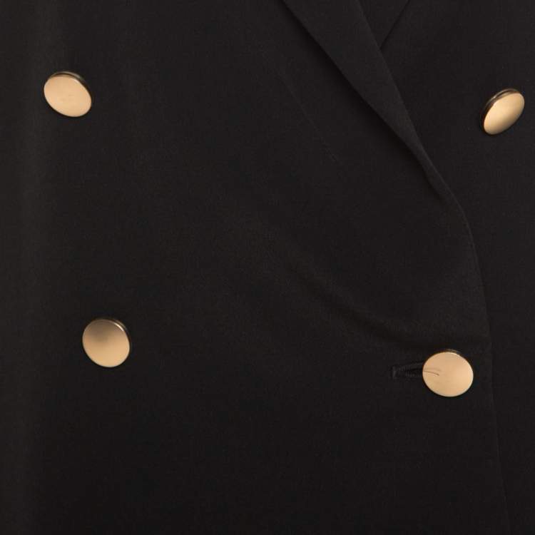 Pre Owned Emporio Armani Black Double Breasted Asymmetric Blazer S