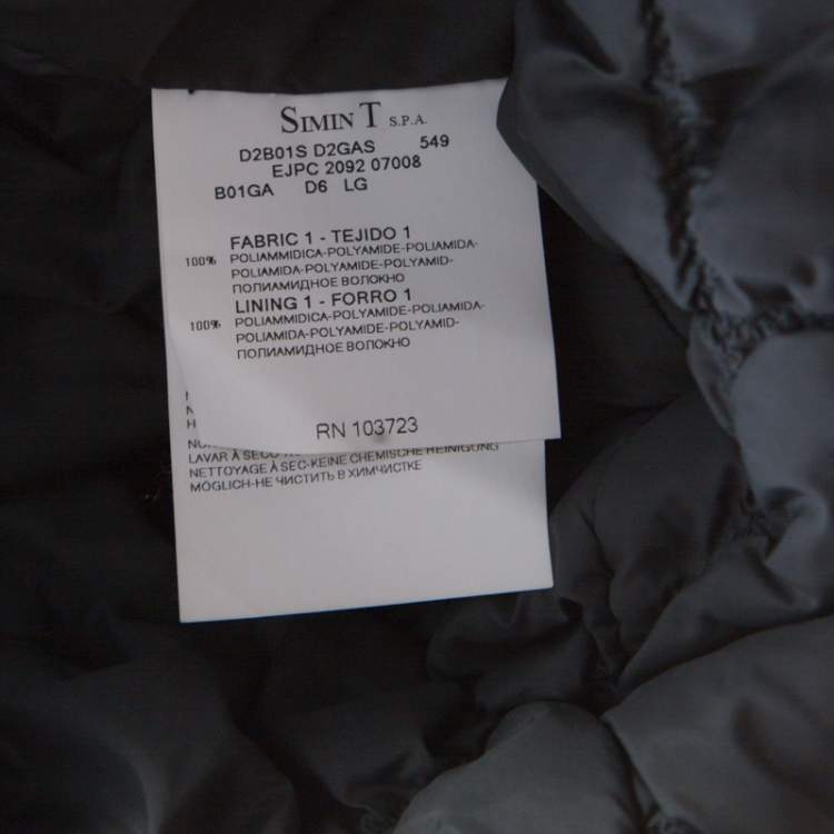 Pre Owned Emporio Armani Olive Green Ruched Diamond Quilted Contrast Piping Hooded Jacket M
