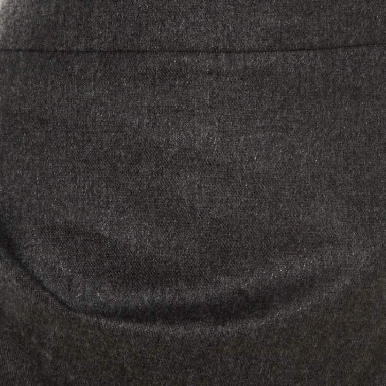 Pre Owned Emporio Armani Grey Knit Draped Mini Skirt M