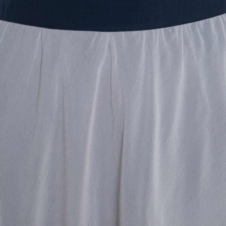 Pre Owned Emporio Armani Grey and Navy Blue Silk A Line Skirt S