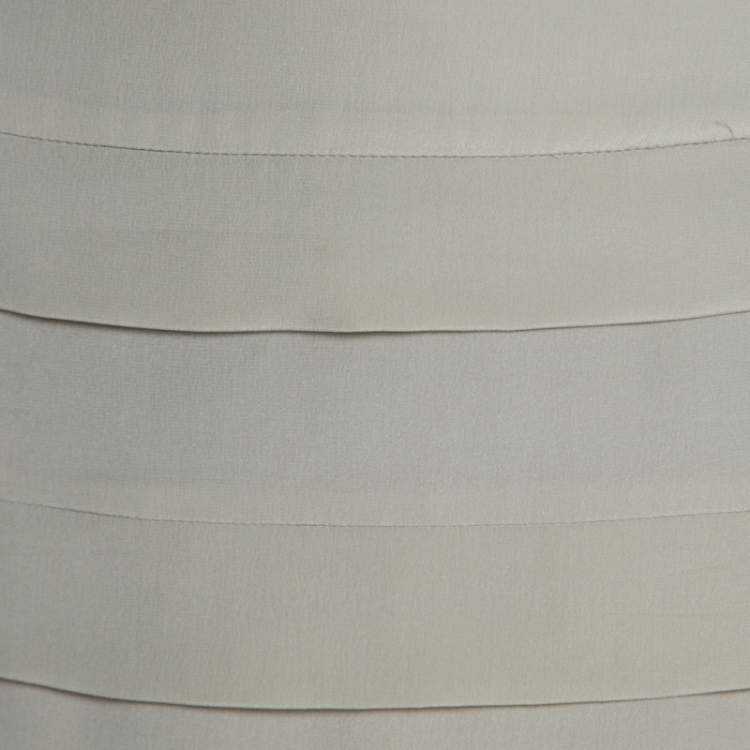 Pre Owned Emporio Armani Sage Green Silk Pleated Pencil Skirt S