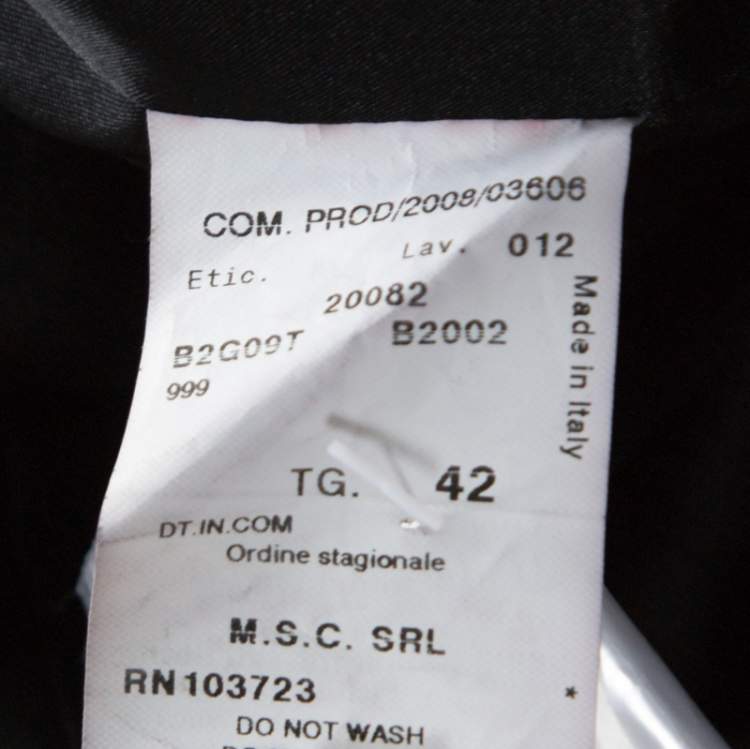 Pre Owned Emporio Armani Black Wool Blend Stand Up Collar Suit M
