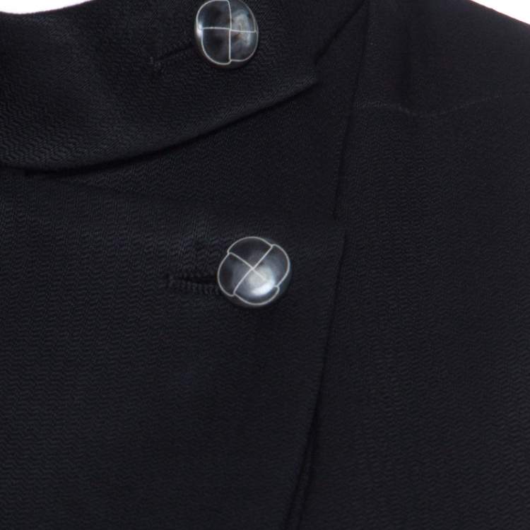 Pre Owned Emporio Armani Black Wool Blend Stand Up Collar Suit M
