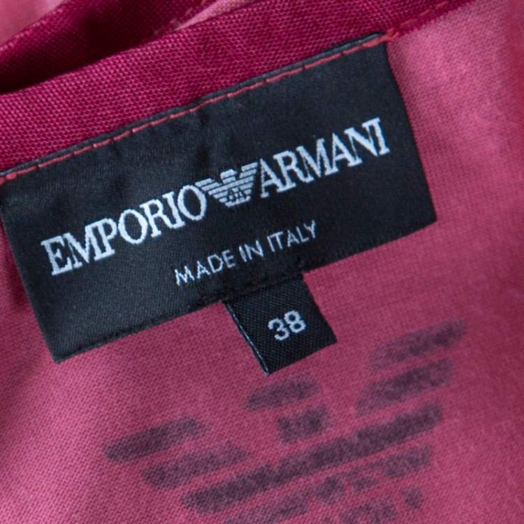 مملوكة مسبقًا Emporio Armani Berry Pink Logo Print Jersey T-Shirt S