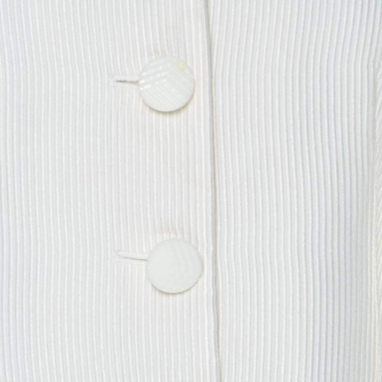 Pre Owned Emporio Armani Off-White Ribbed Texture Blazer S
