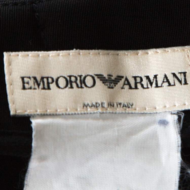 Pre Owned Emporio Armani Black Crepe Faux Wrap Skirt M 