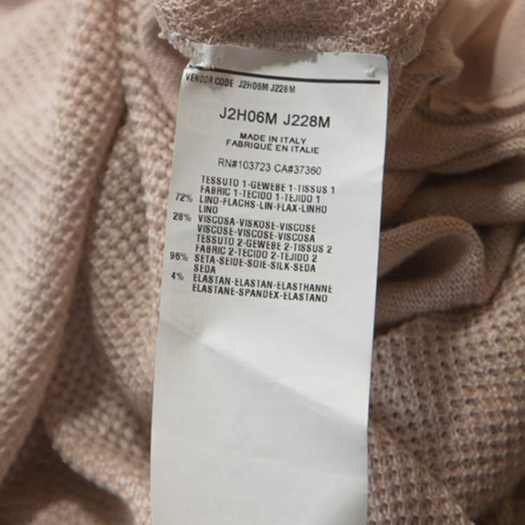 Pre Owned Emporio Armani Dusky Pink Silk Insert Crochet Knit Top XS