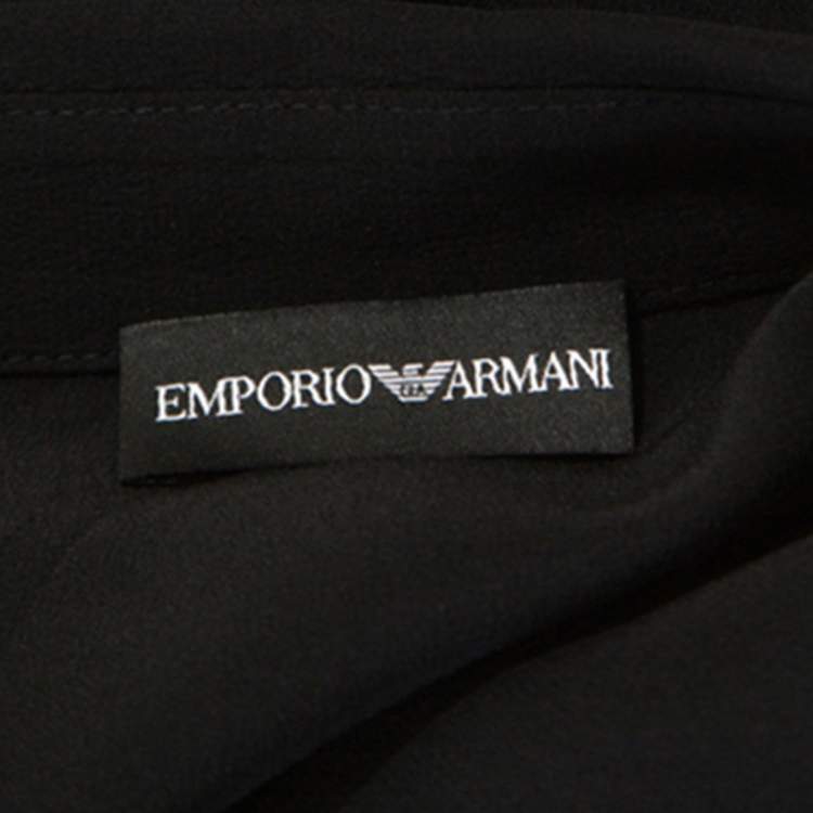Pre Owned Emporio Armani Black Silk Button Front Shirt M