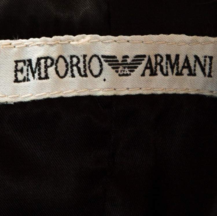 Pre Owned Emporio Armani Brown Leather Fur Collared Vintage Jacket M