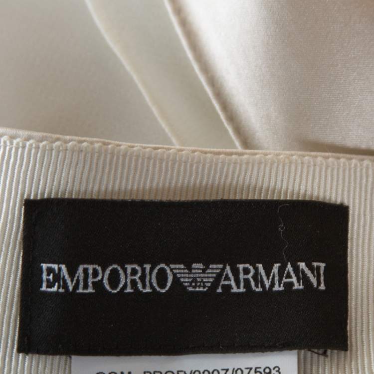 Pre Owned Emporio Armani Cream Stretch Silk Satin Tulip Skirt L