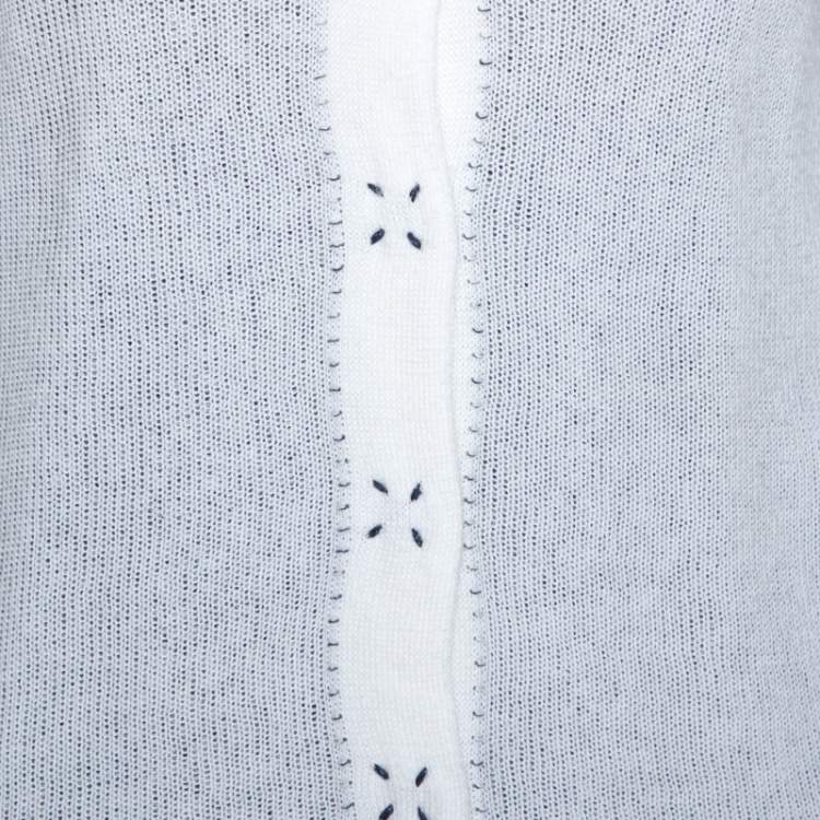 Pre Owned Emporio Armani White Knit Button Front Cardigan S