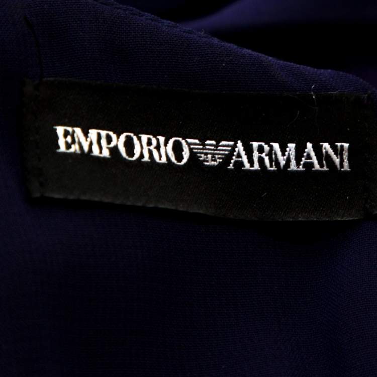 Pre Owned Emporio Armani Purple Silk Open Back Detail Puff Sleeve Dress M