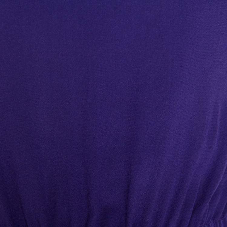 Pre Owned Emporio Armani Purple Silk Open Back Detail Puff Sleeve Dress M