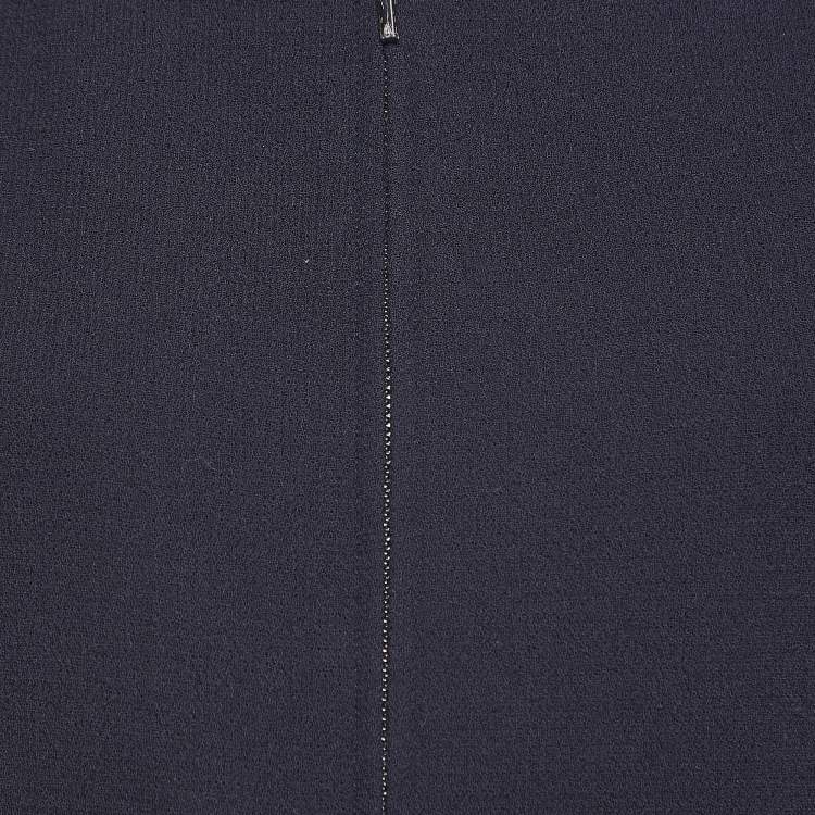 Pre Owned Emporio Armani Navy Blue Wool Zip Front Jacket M