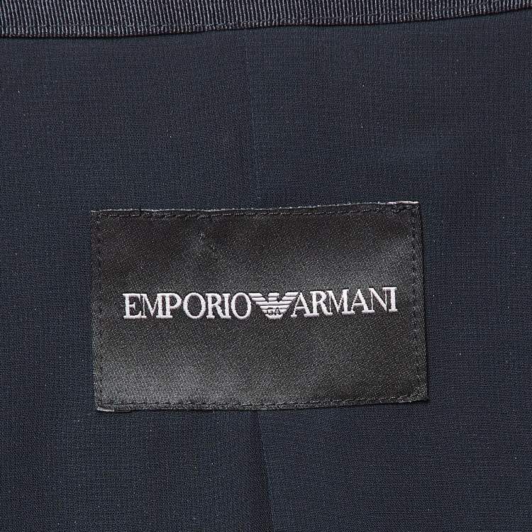 Pre Owned Emporio Armani Navy Blue Wool Zip Front Jacket M