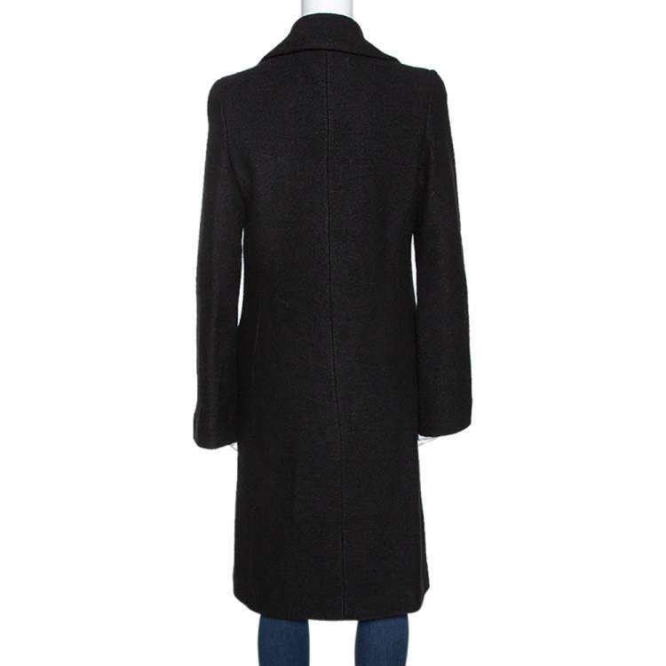 Pre Owned Emporio Armani Black Wool Double Breasted Coat M