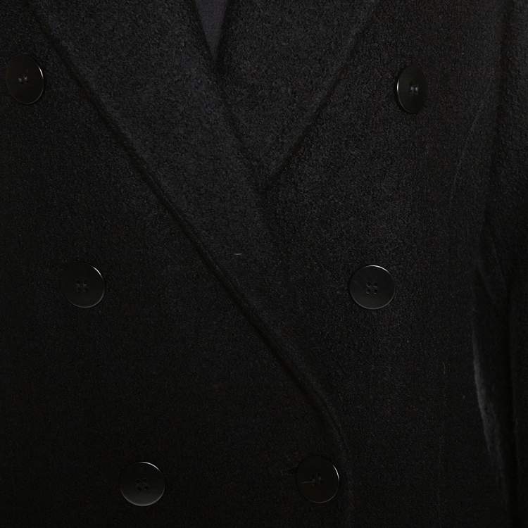 Pre Owned Emporio Armani Black Wool Double Breasted Coat M