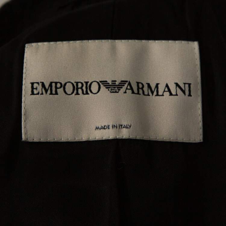 Pre Owned Emporio Armani Black Wool Double Breasted Coat M