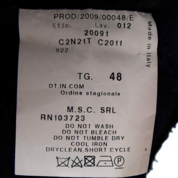 Pre Owned Emporio Armani Navy Blue Linen Fitted Skirt L