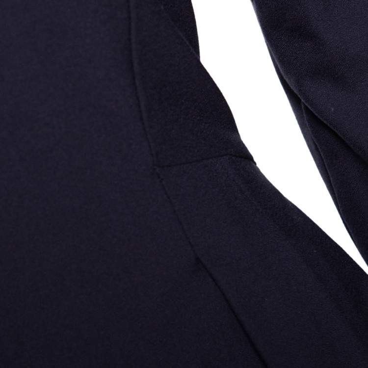 Pre Owned Emporio Armani Navy Blue Stretch Crepe A Line Dress M