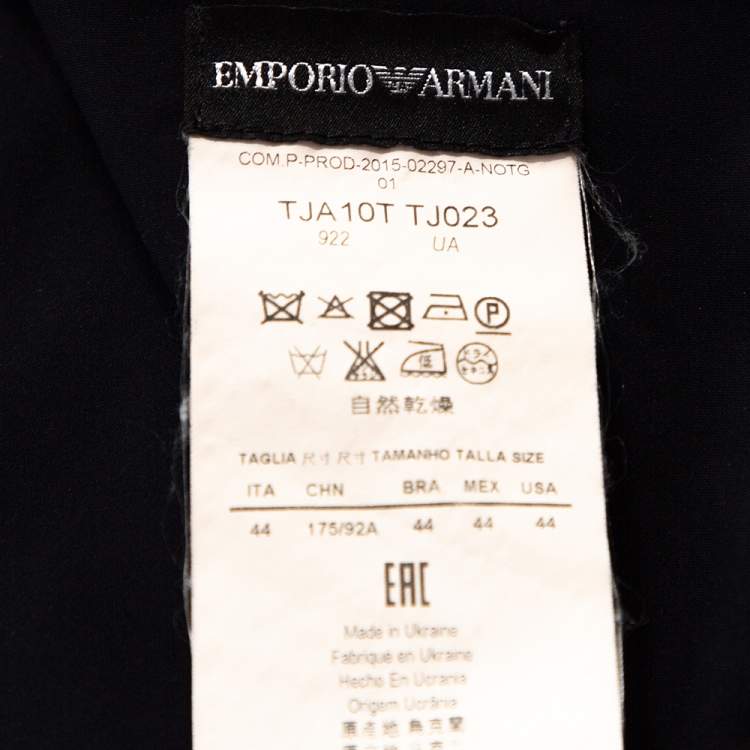 Pre Owned Emporio Armani Navy Blue Stretch Crepe A Line Dress M