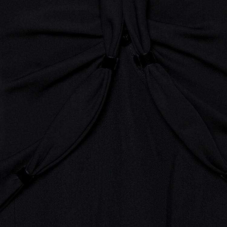 Pre Owned Emporio Armani Black Crepe Draped Dress & Jacket Set S